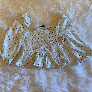 American eagle polka dot smocked top